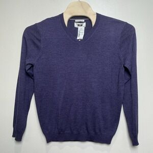 JOSEPH‎ ABBOUD Men's L Extra Fine Merino Wool Sweater V-Neck Pullover Purple NWT